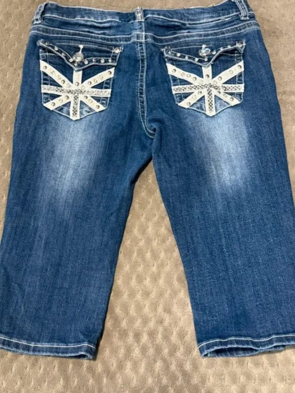 Denim Capris jeweled pockets juniors 11 miss Chic